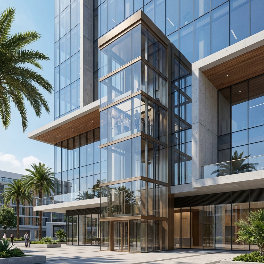 مصعد بانوراما خارجي على واجهة مبنى