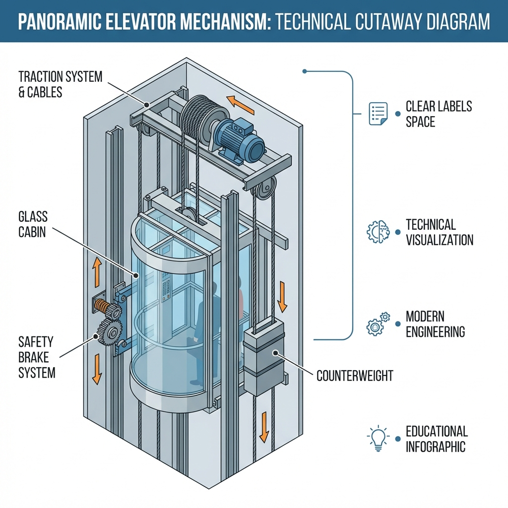 آلية عمل مصاعد بانوراما - المكونات الداخلية